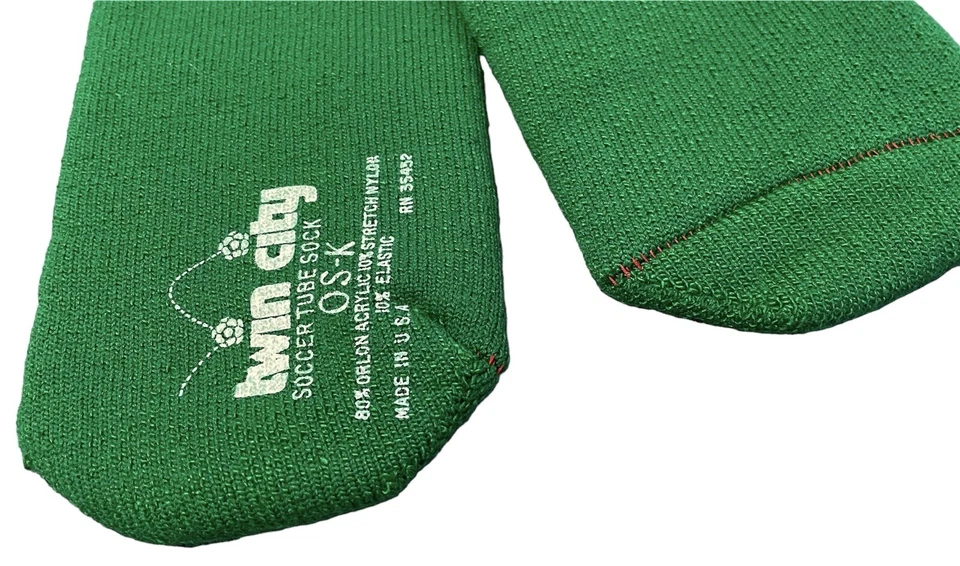 Calcetines de tubo de fútbol Twin City OS-K verdes vintage hechos en EE. UU. Foto 3 de 4