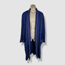 Club Room Men Blue White Contrast Modal Pajama Robe Sleepwear Size One Size