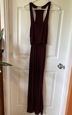 Lush Maxi Dress Sleeveless Surplice Neckline Pleated Plum Deep V Neck Purple S