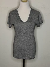 ALLSAINTS Mia Lin Stripe Tee Short Sleeve T-Shirt VNeck Wom Black White S NWT