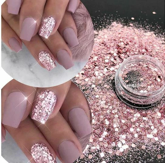 Pre Mix Glitter Acrylic Powder Blossom Pink