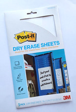 Post-it 3M Dry Erase Sheets 3 Pack 7" X 11.3" Peel  Stick to Create Whiteboard