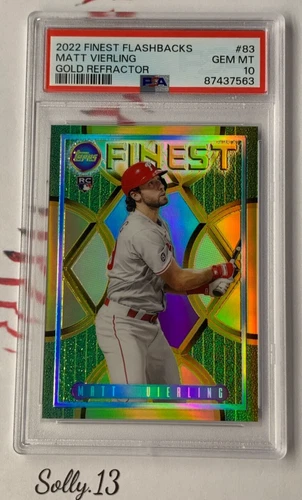 PSA 10 💎 MATT VIERLING RC pop 1! 2022 TOPPS FINEST FLASH #83 GOLD REFRACTOR /50