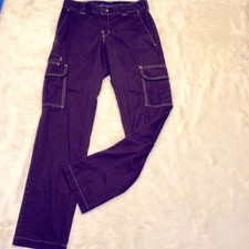 Dickies FLEX dark brown straight leg cargo pants with white stitching L new