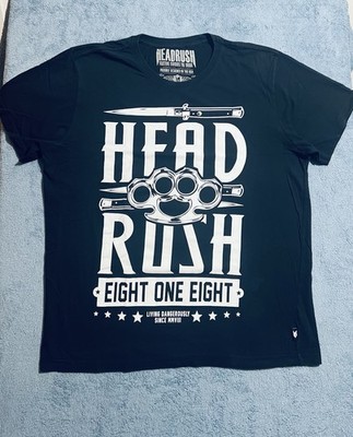 Authentic Head Rush Boxer & Knive Tshirt Men's 2XL Black Graphic Print Short SLV