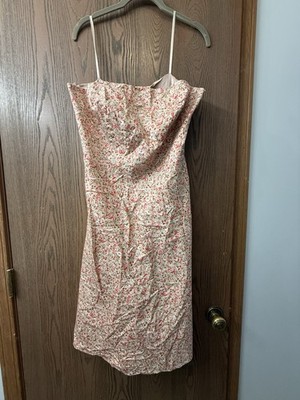 Ann Taylor Pink Floral Strapless  Midi Dress, Size 10