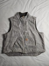 Carhartt Sherpa Lined Duck Canvas Vest Mens Sz 2XL Charcoal Gray Western V33 GVL