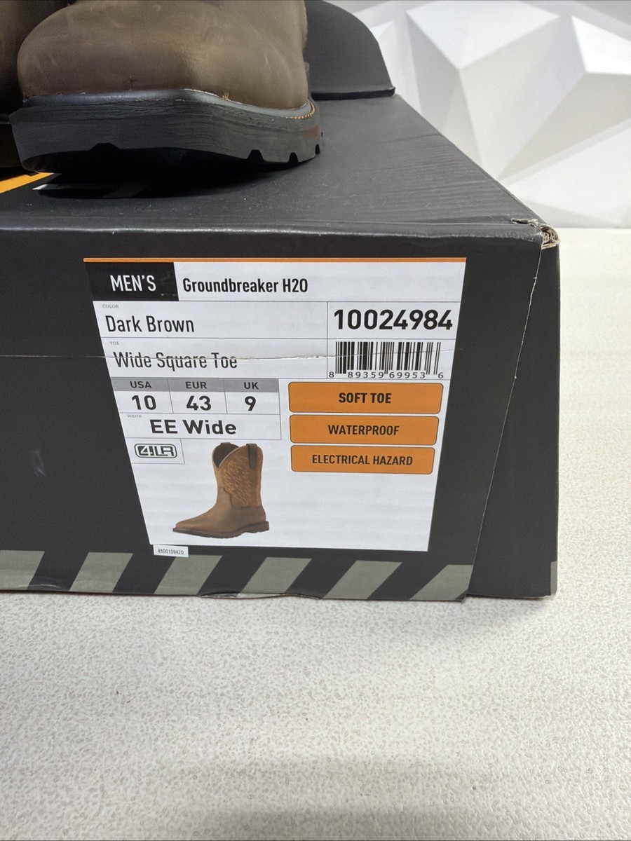 Mens ARIAT Groundbreaker Square Toe H2O Soft Toe Work Boots Size 10D Ariat Men main image 2