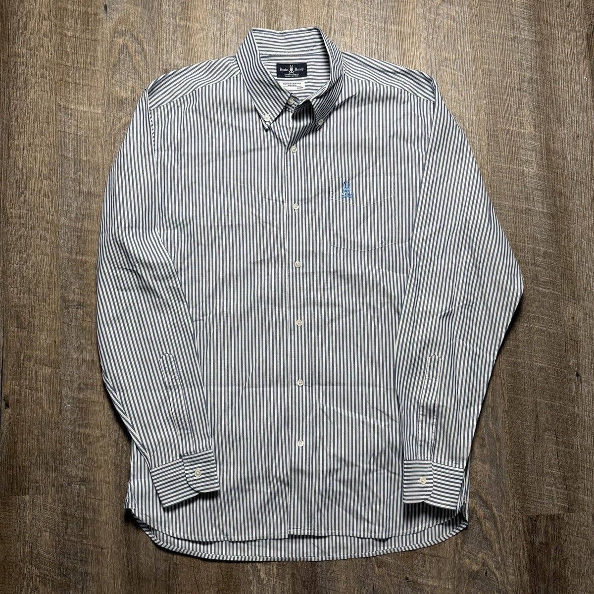Psycho Bunny Blue/White Striped Cotton Button Down Dress Shirt Men's XL | eBay Psycho Bunny Blue/White Striped Cotton Button Down Dress Shirt Men's XL | eBay