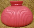1 vintage 6"h ribbed milk glass lamp shade-10" fitter-teaberry/red-pink color