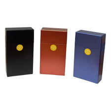 3 Pack Size 100'  Push-to-Open Plastic Cigarette Case w/Metallic Finish Design