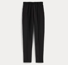 Everlane The Dream Pant Black Elastic Waist Pintuck Tapered Leg Double Knit S