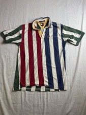 Tommy Hilfiger Polo Shirt Multicolor Youth Large Striped Crest Logo Vintage 90s