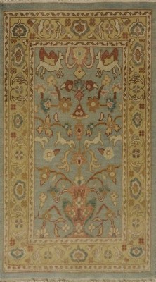 Ornate Handcrafted Ziegler Egyptian Rug 2x3 Classic Style Light Blue Wool Carpet