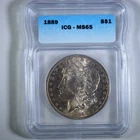 1889 Morgan Silver Dollar graded MS-65 by ICG