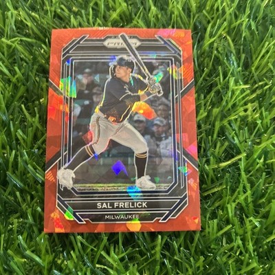 2023 Panini Prizm ''RED Cracked Ice'' Sal Frelick #106 Milwaukee Brewers C15