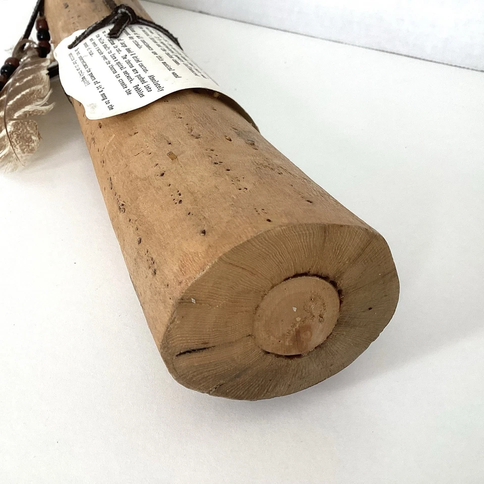 VINTAGE RAIN STICK HOLLOW Tribal WOOD NOISE MAKER MUSICAL INSTRUMENT 20” Cactus - Image 4 of 4