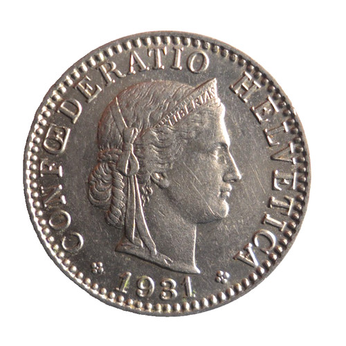 1931 SWITZERLAND 20 RAPPEN - Excellent Coin - FREE SHIP - Bin #806