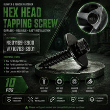 Tornillo de guardabarros de cabeza hexagonal 10 piezas para Ford N801169-S900 W710763-S901