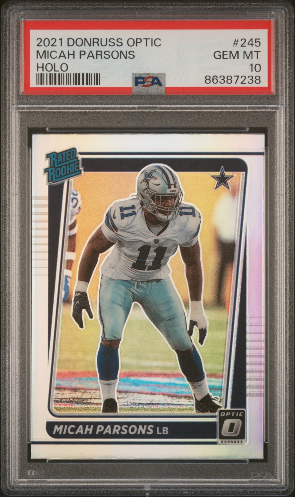 2021 Panini Donruss Optic Micah Parsons RC Holo PSA 10 Silver Prizm Rookie #245