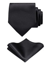 Solid Ties for Men with Pocket Square Sets Mens Necktie Ties Formal Tuxedo We...