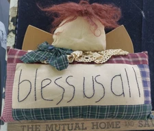 Primitive Angel Plush Decor 11x9.5 Christmas handmade