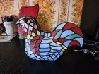 Tiffany Style Stained Glass Rooster Table  Light 12" L x 10" H x 5"W