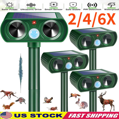 4/6 Pack Solar Ultrasonic Animal Repellent Dog Skunk Deer Raccoon For Garden US
