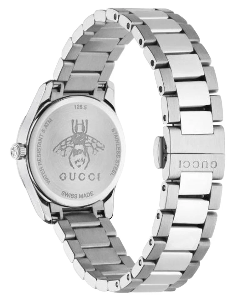 Gucci G-Timeless Acciaio Inox Quadrante Argento Data Quarzo Orologio da Donna - Immagine 4 di 4