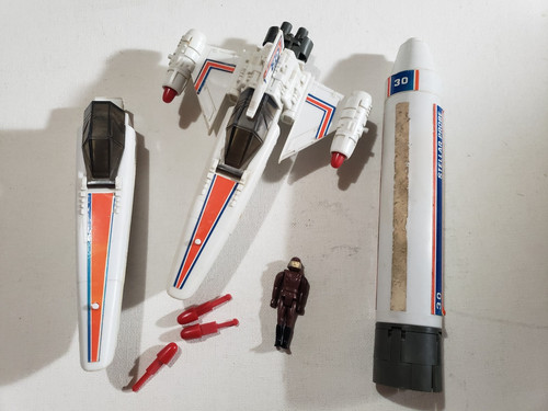 Vintage 1978 Viper Stellar Probe Ship + Pilot + Firing Missile Galactica Mattel