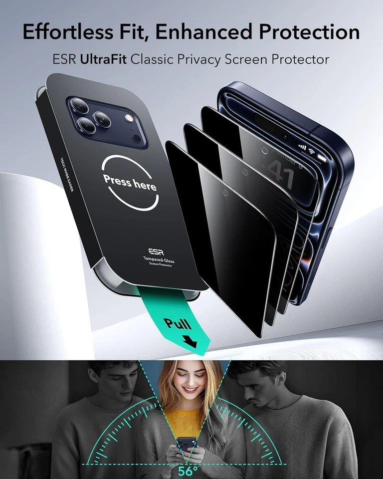 ESR 3 Pack for iPhone 17 Pro Max Privacy Screen 17 Max, Black  - Image 2 of 4