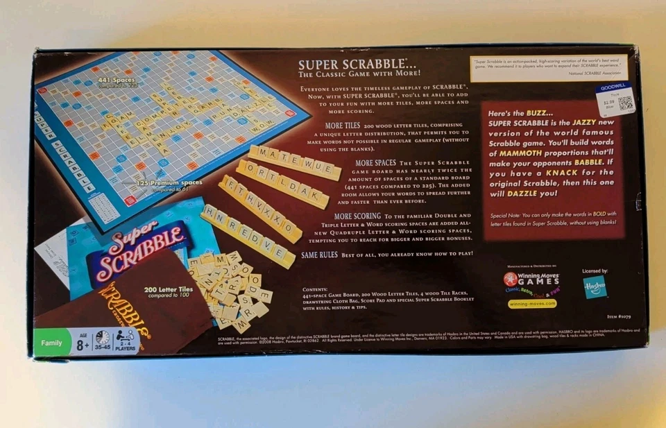 Super Scrabble Board Game Complete  XL 200 Tiles Letters 100% Complete  - Image 4 of 4