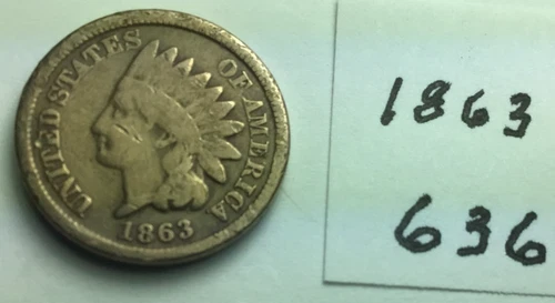 1863 Indian Head Penny; GOOD condition; #636