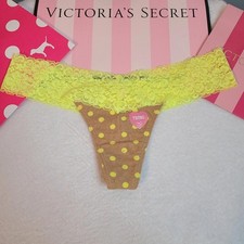 VTG VS PINK Lace Trim Cotton Extra Low Rise Thong Panty Size Sm