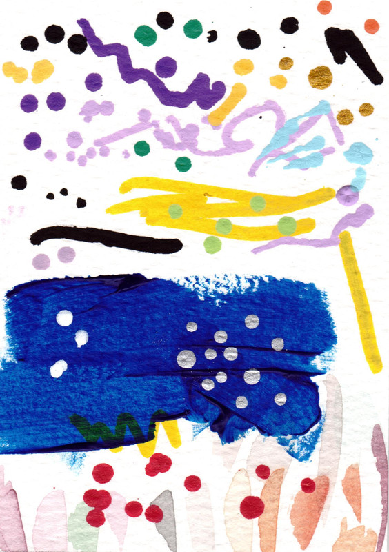 ACEO Watercolor & Acrylic Abstract Palette #12 Art Card 2.5x3.5