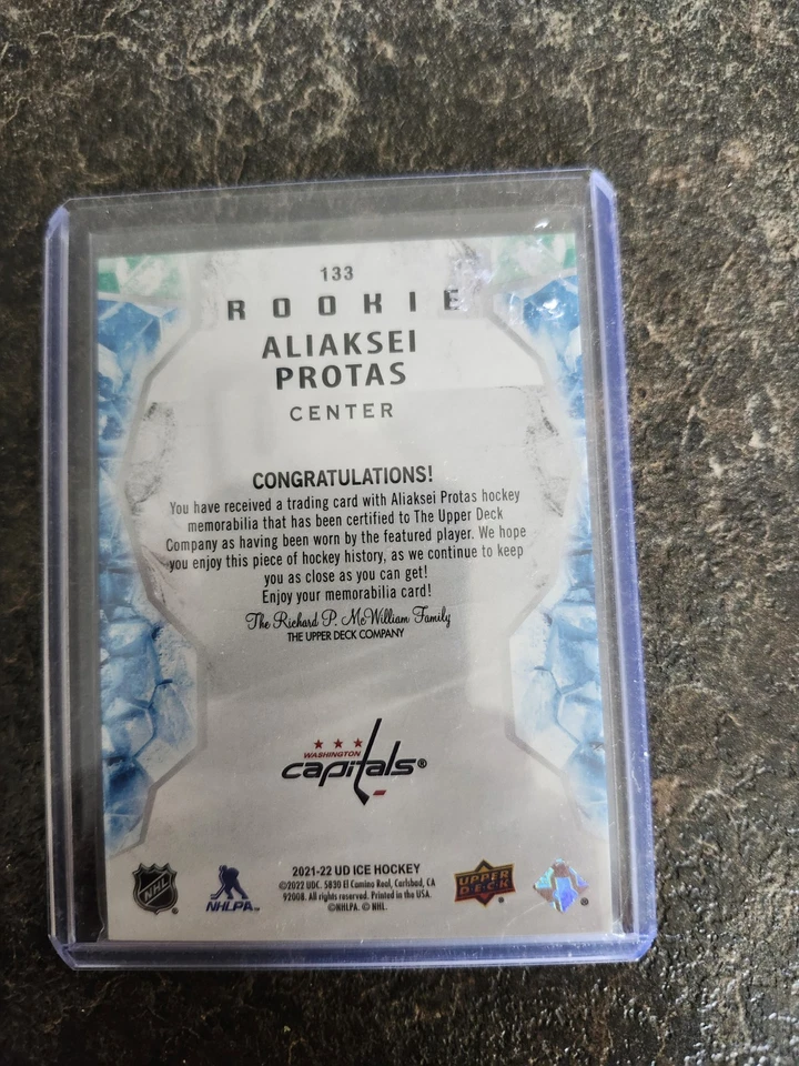 2021-22 Upper Deck  Ice Jersey Rookie Aliaksei Protas Card# 133 - Image 2 of 2