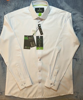Tom Baine Performance Collection Slim Fit Geometric Dress Shirt M White 34/35