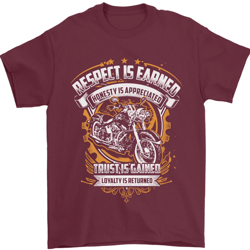 Respect Earned Motorcycle Motorbike Biker Mens T-Shirt 100% Cotton - Picture 2 of 12