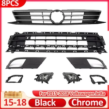 For 2015-2018 VW Jetta Front  Grille &Fog Lights& Fog Light Bezel bracket 8PCS