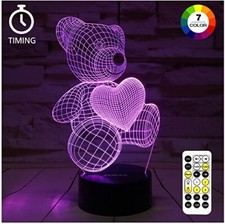 Zokea 3D Teddy Bear Night Light With RemoteNew In Box USB Charge