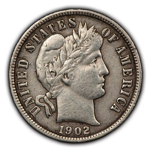 1902-S 10c Silver Barber Dime - Luster - XF/AU Semi Key Date - SKU-Y5264