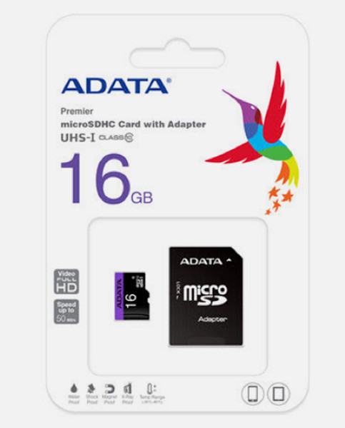 Tarjeta de Memoria ADATA 16GB MicroSDHC UHS-I Clase 4 con Adaptador para Tabletas, Cámaras