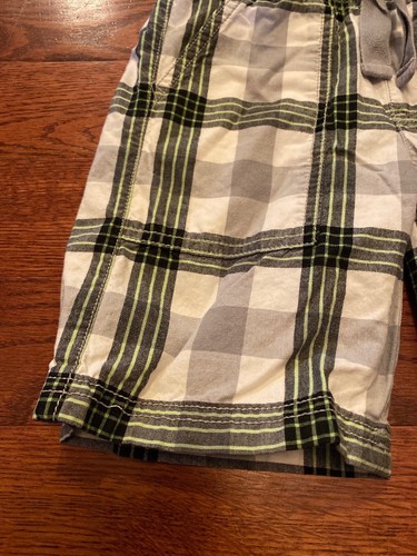 Gymboree Boy's Shorts Size 4 Gray Green Plaid 100% Cotton - Picture 5 of 8