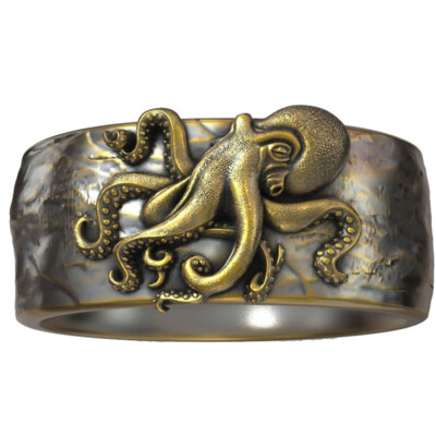 15g Octopus Tentacle Ring Kraken Wedding Band Rings 925 SOLID STERLING SILVER