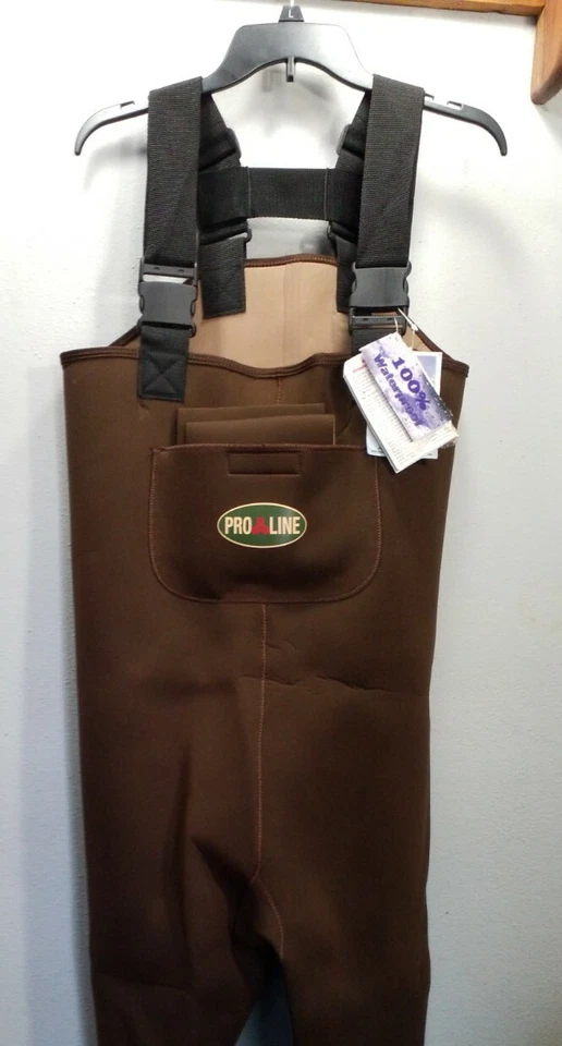 Proline Deluxe Neoprene Chest Waders Size M Dark Brown Stocking Foot Waterproof - Image 2 of 4