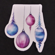 Christmas Ornaments Blue  Pink Christmas Sticker 2.25" x 1.75" AO 