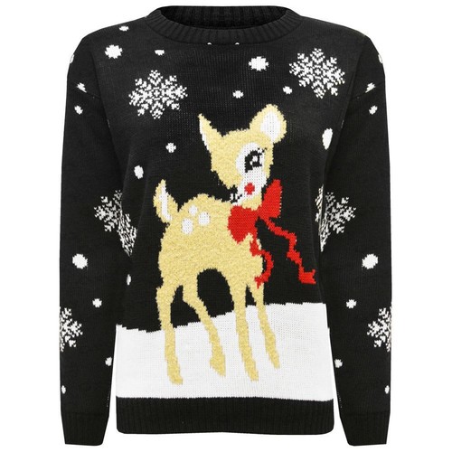 Girls Boys Christmas Xmas Bambi Rudolph Penguin Sweaters Jumper Pullover 3-14 Yr - Picture 24 of 27
