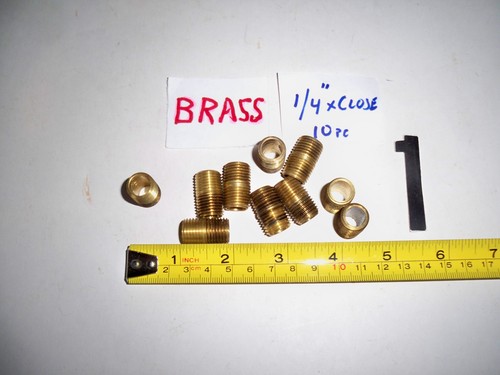 10 Brass Pipe Nipple 1/4" NPT x Close Plumbing WATER AIR FUEL OIL