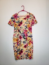 Vtg Maggy London Women 6 100 Silk Dress Bright Floral Career Spring Garden Chic