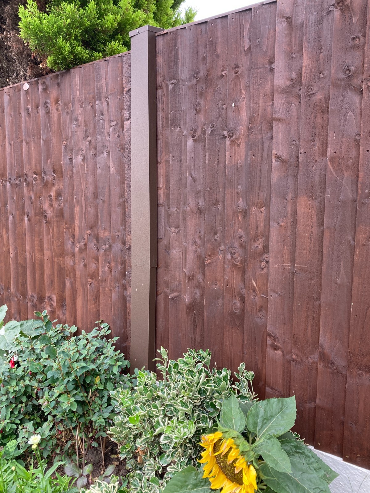 Slotted Concrete Fence Post Cover Extender Steel Brown up to 6 feet